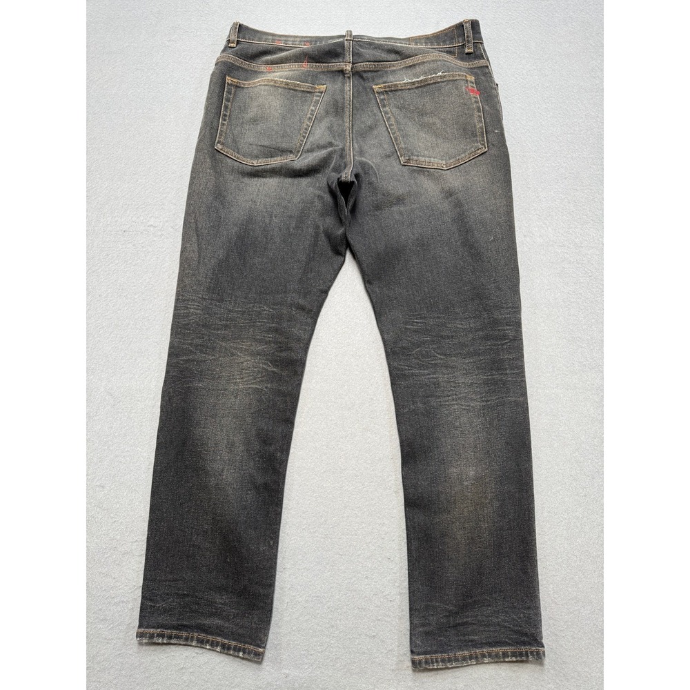Diesel Jeans Men's 34 Black Faded Button Fly Straight Leg Whiskered Streetwear - Picture 2 of 11